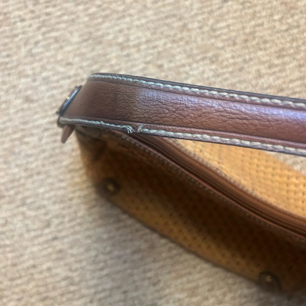 Fossil Neutral Tan and Brown Woven Handbag